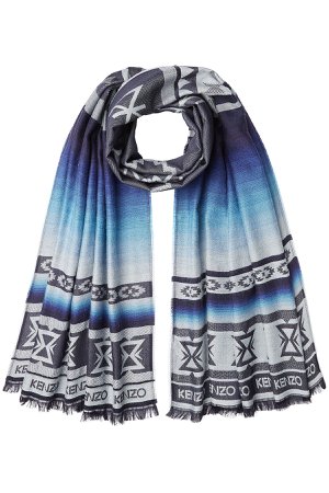 Printed Scarf with Wool and Silk Gr. One Size