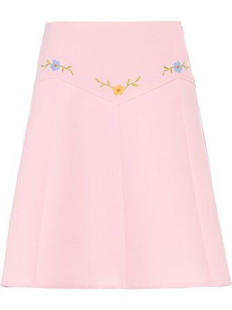 Miu Miu Technical Sablé Skirt MG13441V7B Pink | Farfetch