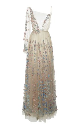Tulle Embroidered Flowers And Pearls Long Dress by LUISA BECCARIA for Preorder on Moda Operandi | Fashion, Dreamy dress, Dresses