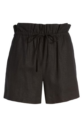 Open Edit Paperbag Waist Linen Blend Shorts | Nordstrom