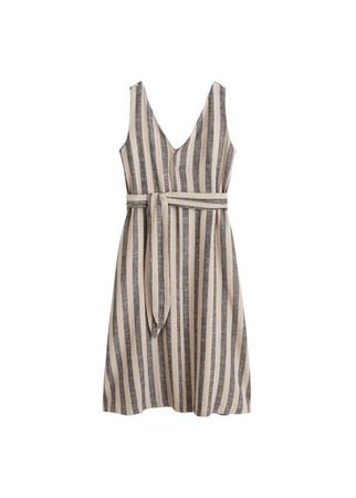 MANGO Striped linen dress