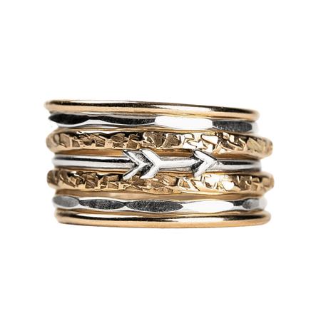 Mixed Metal Arrow Stacking Ring Set of 7 – Melanie Golden Jewelry