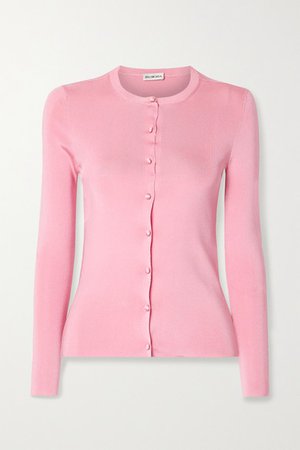 Intarsia Ribbed-knit Cardigan - Pink