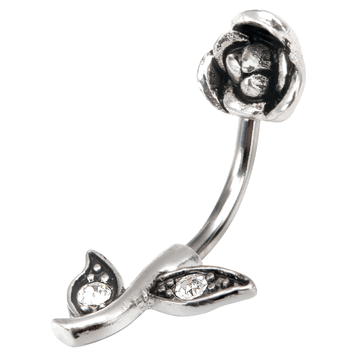 Rose Belly Button Ring with Cz Jewels