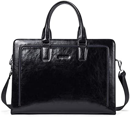 Amazon.com: BOSTANTEN Women Genuine Leather Briefcase Tote Business Vintage Handbag 15.6" Laptop Shoulder Bag Black: Clothing