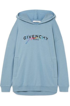 Givenchy | Oversized printed embroidered cotton-jersey hoodie | NET-A-PORTER.COM