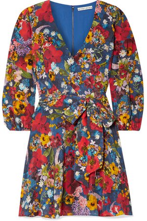 Alice + Olivia | Kerri floral-print silk crepe de chine wrap-effect mini dress | NET-A-PORTER.COM
