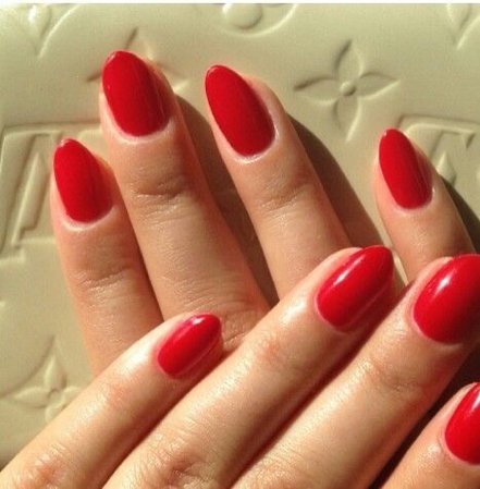 Red Almond Shaped Nails