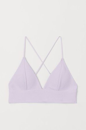 Padded Triangle Bikini Top - Light purple/ribbed - Ladies | H&M US