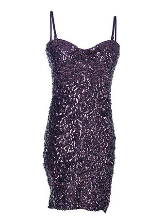 Anna-K S/M Fit Purple Shimmer n Shine All Over Sequined Clubbing Party Dress at Amazon Women’s Clothing store:
