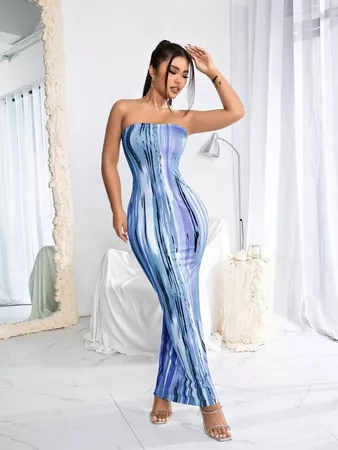 Tie Dye Tube Bodycon Dress | SHEIN USA