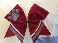 Sliver and Maroon Cheer Bow