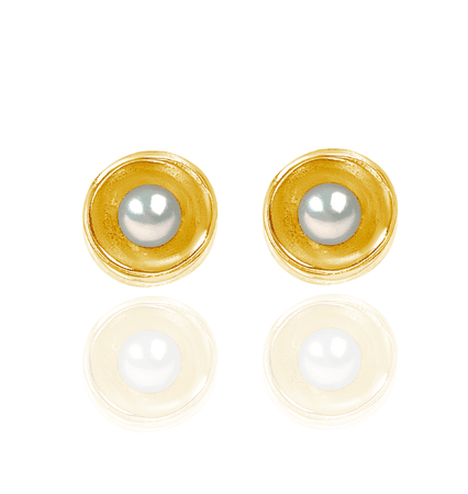 Gold-filled Concave Stud Earrings, Cream Freshwater Pearl – Candace Stribling Jewelry