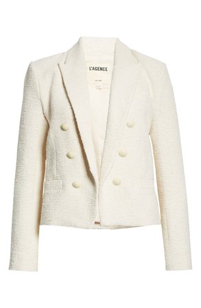 L'AGENCE Brooke Double Breasted Crop Cotton Blend Blazer | Nordstrom