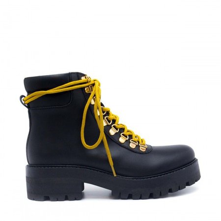 black yellow lace boot
