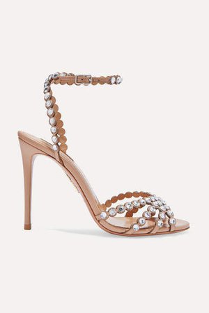 Tequila 105 Crystal-embellished Leather Sandals - Neutral