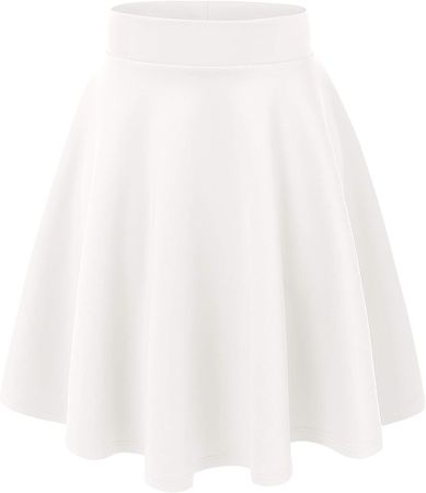 Amazon.com: MBJ WB829 Womens Basic Versatile Stretchy Flared Casual Midi Skater Skirt M White : Clothing, Shoes & Jewelry