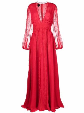 Giambattista Valli lace-trim Longsleeved Silk Gown - Farfetch