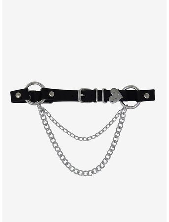 O-Ring Chain Heart Buckle Faux Leather Choker