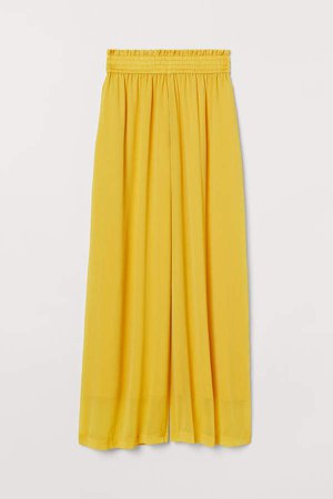 Wide-cut Pull-on Pants - Yellow