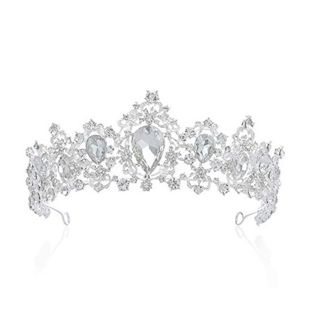 Amazon.com : SWEETV Royal CZ Crystal Tiara Wedding Crown Princess Headpieces Bridal Hair Accessories, Sapphire+Silver : Beauty