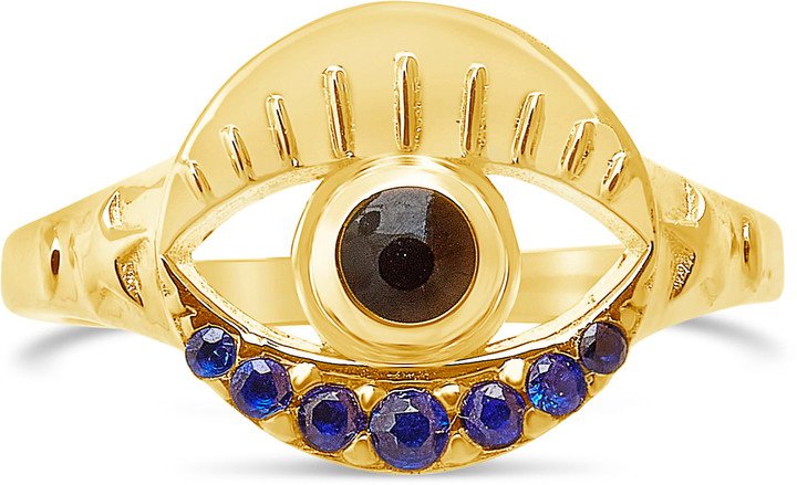 14K Gold Plate Evil Eye & Moon Ring