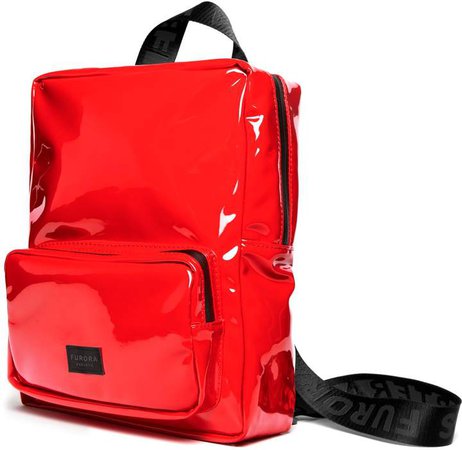 FURORA SUBTERA - Red Vinyl Backpack With Black Furora Straps