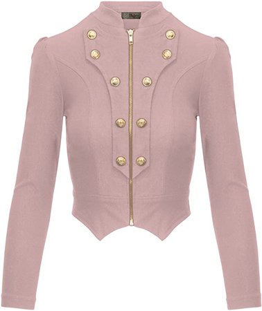 Women's Military Crop Stretch Gold Zip up Blazer Jacket KJK1125X Olive 2X at Amazon Women’s Clothing store