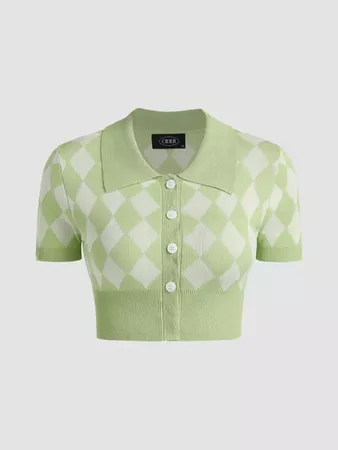 Check Pattern Polo Blouse - Cider
