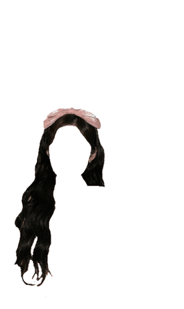 long black hair with pink bow edit png