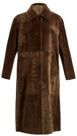 Reversible Long Shearling Coat - Womens - Khaki