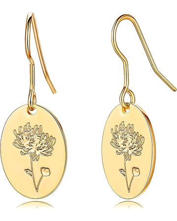 Amazon.com: Moodear Trendy Gold Earrings for Women - Dainty Flower Dangle Earrings - Minimalist 14K Boho Hypoallergenic Statement Jewelry - Birthday Gift for Her（Chrysanthemum: Clothing, Shoes & Jewelry