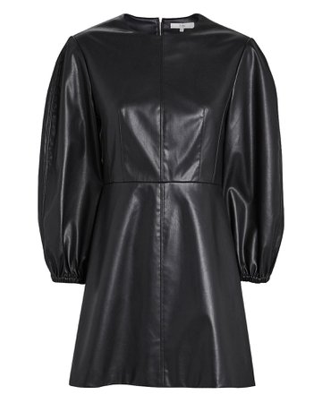 Tibi | Faux Leather Puff Sleeve Mini Dress | INTERMIX®