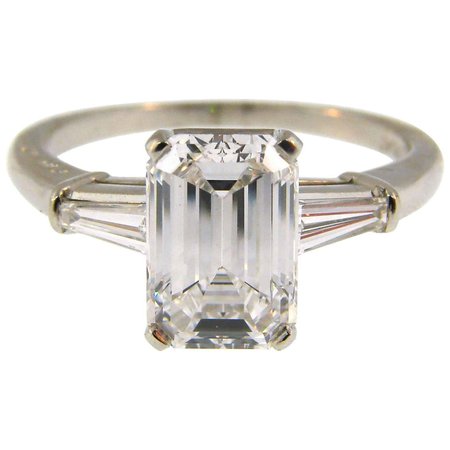 Cartier 2.03 Carat GIA Emerald Cut Diamond Platinum Engagement Ring at 1stDibs