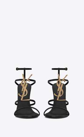 ‎Saint Laurent ‎Cassandra Sandal With Gold Logo In Smooth Leather ‎ | YSL.com