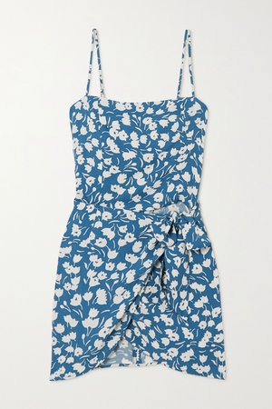 Blue Canal wrap-effect floral-print crepe mini dress | Reformation | NET-A-PORTER