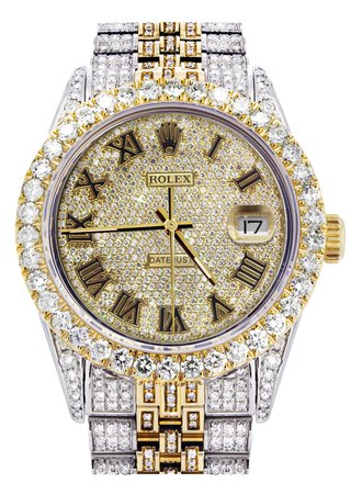 Iced Out Rolex Datejust 36 MM | Two Tone | 10 Carats of Diamonds | Ful – FrostNYC