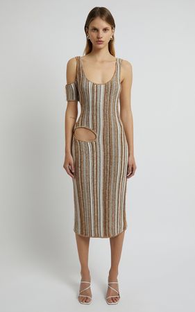 Asymmetric Striped Knit Midi Dress By Christopher Esber | Moda Operandi
