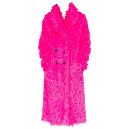 Hot Pink Faux Fur Shaggy Coat, 1990s