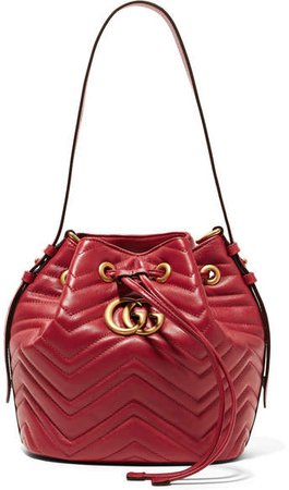 Gg Marmont Quilted Leather Bucket Bag - Claret