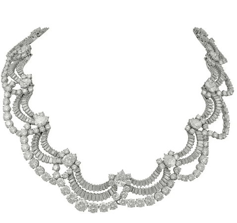 Harry Winston 1950s Madame Pompadour Festoon Diamond Necklace