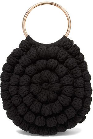 Lia Crocheted Cotton Tote - Black