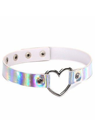 Heart Pendant Holographic Choker – In Control Clothing