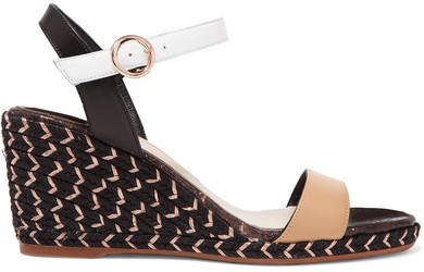 Lucita Leather Espadrille Wedge Sandals - Tan
