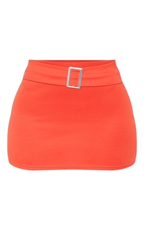 Tangerine Low Waist Belted Mini Skirt | PrettyLittleThing USA