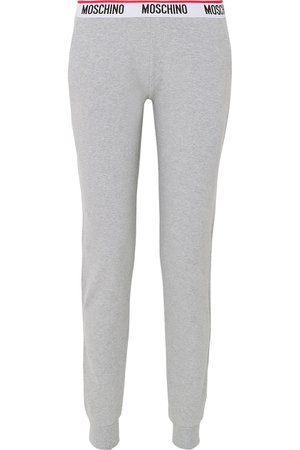 Moschino | Intarsia-trimmed stretch-cotton jersey track pants | NET-A-PORTER.COM