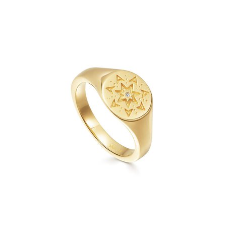 Gold Star Struck Signet Ring | 18ct Gold Vermeil | Missoma | Missoma Limited