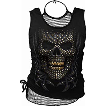 Morbuy Women's Tanks Tops, Sleeveless Casual Gothic Skulls Printed Rock Punk Vest Tee Top Blouse Sport Tshirt (M, Black Flower) : Amazon.co.uk: Clothing