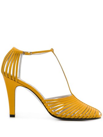 Gold Givenchy Cage Effect 100Mm Peep Toe Sandals | Farfetch.com