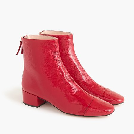 J.Crew: Cap-toe Ankle Boots In Patent Leather